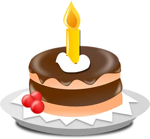 Birthday Cake With One Candle PNG Image