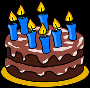 Birthday Cakewith Blue Candles PNG with transparent background