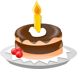Birthday Cakewith Candle PNG Image