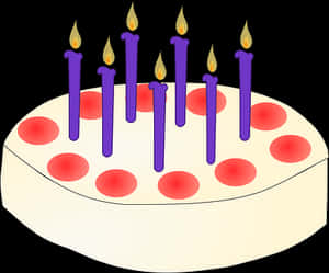 Birthday Cakewith Purple Candles PNG image with transparent background