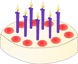 Birthday Cakewith Purple Candles PNG Image