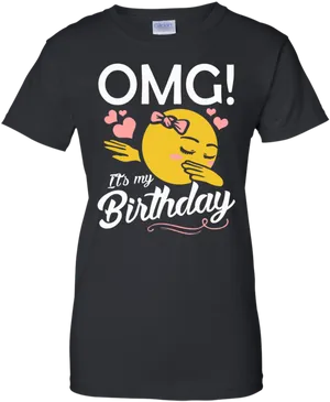 Birthday Emoji Black T Shirt PNG Image