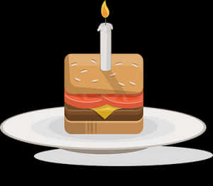 Birthday Sandwich Candle Celebration PNG image with transparent background