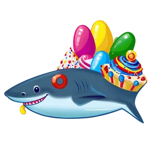 Birthday Shark With Cake Png Oan PNG Image