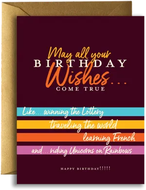 Birthday Wishes Greeting Card PNG Image