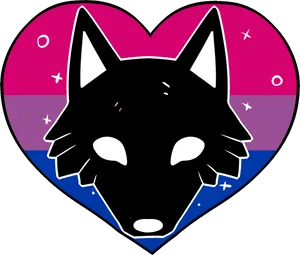 Bisexual Pride Wolf Heart PNG Image