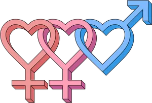 Bisexual Symbol Hearts Connected PNG Image