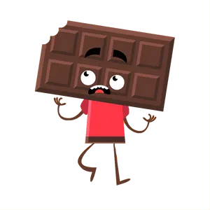 Bitten Chocolate Bar Cartoon Character PNG Image