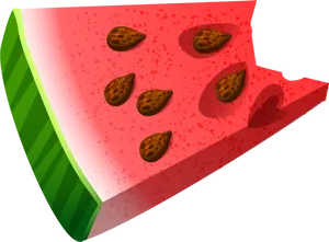 Bitten Watermelon Slice Illustration PNG Image