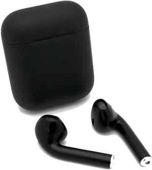 Black Airpodsand Case PNG Image