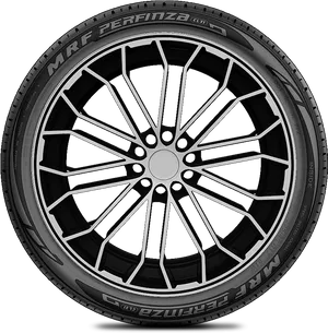 Black Alloy Wheelwith Tyre PNG Image