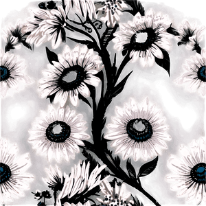Black and White Floral Art PNG 05252024 PNG