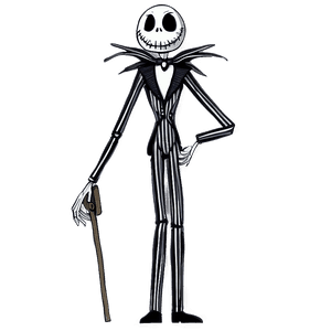 Black and White Jack Skellington PNG bih90 PNG image with transparent background