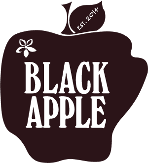 Black Apple Logo Design PNG image with transparent background