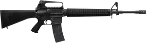 Black Assault Rifle Isolated PNG Image