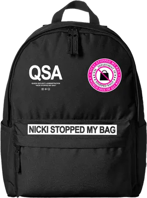 Black Backpack Q S A Nicki Stopped My Bag PNG Image