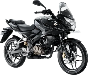 Black Bajaj Pulsar Motorcycle Studio Shot PNG Image