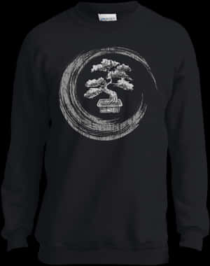 Black Bonsai Tree Sweatshirt Design PNG image with transparent background
