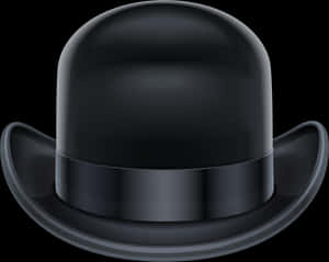 Black Bowler Hat Illustration PNG image with transparent background