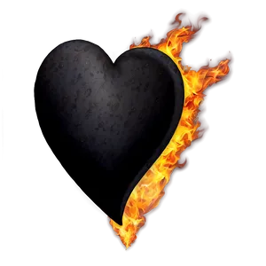 Black Broken Heart In Fire Png 06252024 PNG Image