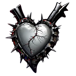 Black Broken Heart With Thorns Png Kdq70 PNG Image