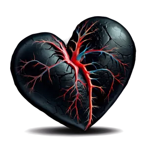 Black Broken Heart With Veins Png 06252024 PNG Image