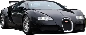 Black Bugatti Veyron Side View PNG Image