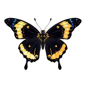 Black Butterfly With Golden Accents Png Koc PNG Image