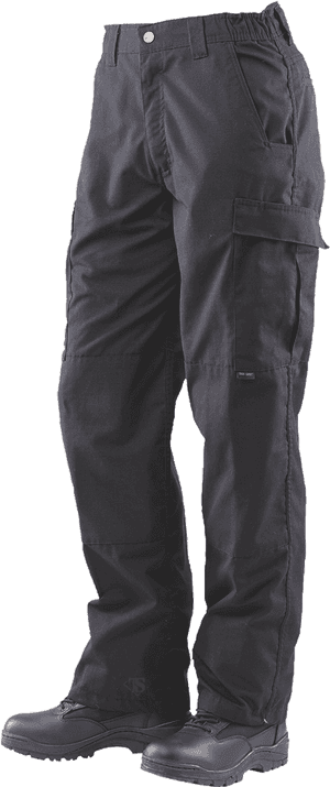 Black Cargo Work Pants PNG with transparent background