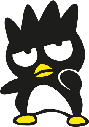 Black Cartoon Penguin Character PNG Image