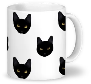 Black Cat Face Mug Design PNG Image