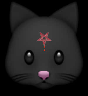 Black Cat Red Pentagram Forehead PNG image with transparent background