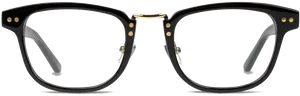 Black Classic Eyeglasses Front View PNG Image