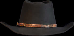 Black Cowboy Hatwith Band PNG image with transparent background