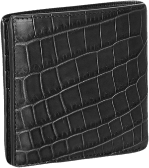 Black Crocodile Embossed Leather Wallet PNG image with transparent background