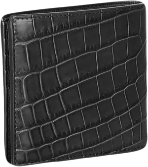 Black Crocodile Embossed Leather Wallet PNG Image