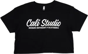 Black Crop Top Cali Studio Print PNG Image