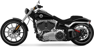 Black Cruiser Motorcycle Profile PNG Image