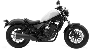 Black Cruiser Motorcycle Profile PNG Image