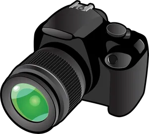 Black D S L R Camera Vector Illustration PNG Image