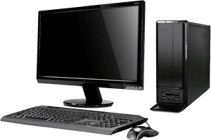 Black Desktop Computer Setup PNG image with transparent background