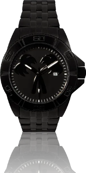 Black Dial Analog Watch PNG Image