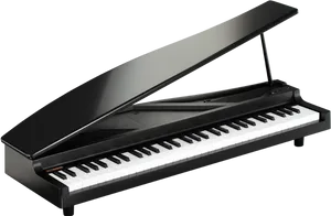 Black Digital Grand Piano PNG Image