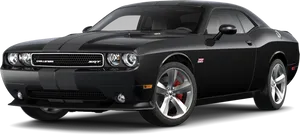 Black Dodge Challenger S R T Angled View PNG Image