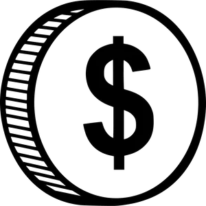 Black Dollar Sign Coin Icon PNG Image