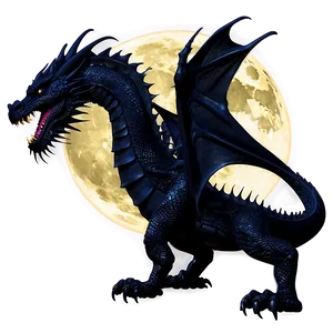 Black Dragon And Full Moon Png 06252024 PNG Image