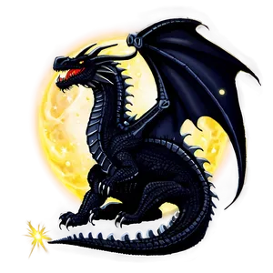 Black Dragon Under Starry Night Png 06252024 PNG Image