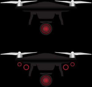 Black Drone Red Lights Vector Illustration PNG with transparent background