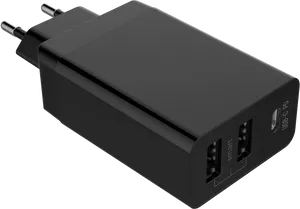 Black Dual Port U S B Charger PNG Image