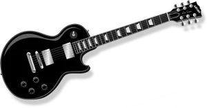 Black Electric Guitar Classic Design PNG Image